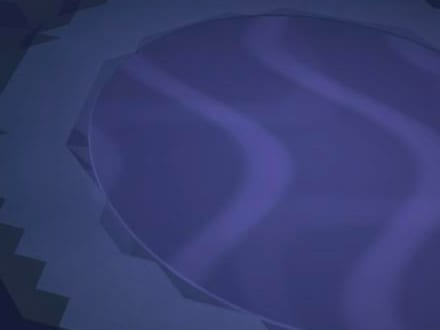 Violet light glowing under a dark lake