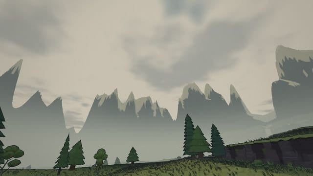 The same view under a pale overcast sky