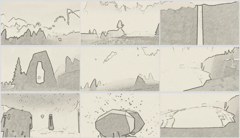 A page of pencil sketches of the valley&rsquo;s views drawn by the slate